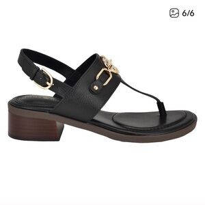 Tommy Hilfiger Women's Black Sandals with Gold Accent